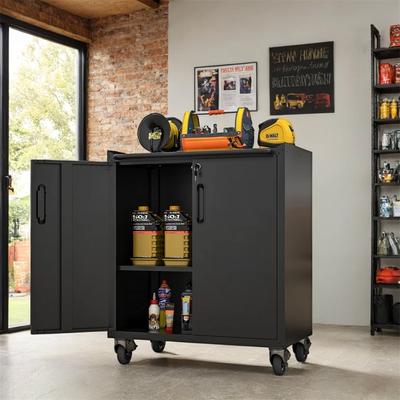 Heavy Duty Metal Garage Storage Cabinet w/Wheels,Tool Storage Cabinet