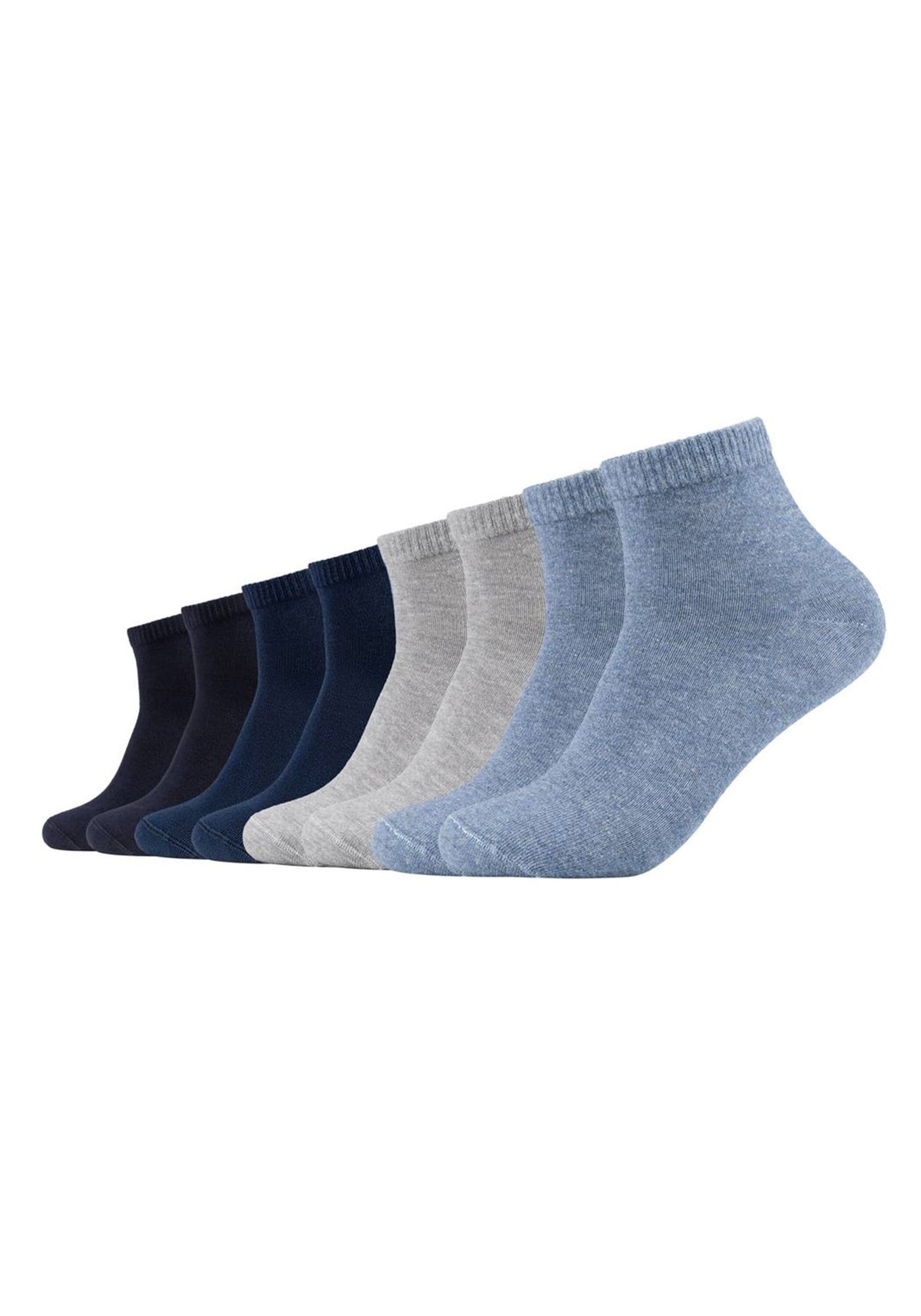 Kurzsocken S.OLIVER "Socken 8er Pack", Herren, Gr. 39-42, blau (blau, grau), Obermaterial: 62% Baumwolle CO. 36% Polyester PES. 2% Elasthan EL., Socken