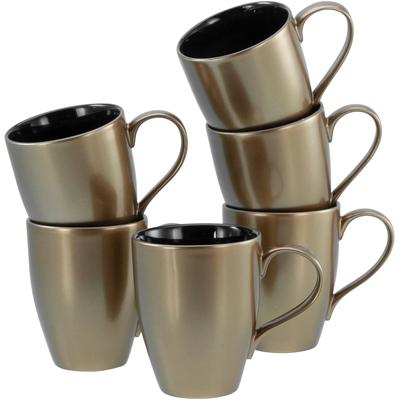 Becher CREATABLE "Golden Days Schwarz, Becherset, 6-tlg.", schwarz, 6 tlg., Steinzeug, Trinkgefäße, Goldfarbene Spezialglasur Image