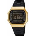 Chronograph CASIO VINTAGE, schwarz (schwarz, goldfarben), Armbanduhren, Damen, Quarzuhr, Armbanduhr,Damenuhr, Herrenuhr, Digitaluhr, Edelstahlarmband