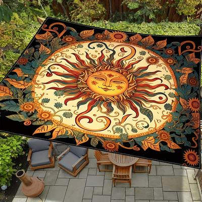 TEMU 1pc Outdoor Thickened Bohemian Pattern Garden Patio Gazebo Canopy Beach Sunshade With Free Rope, No Stand Included Image