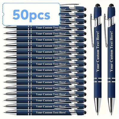 TEMU 50/ Custom Metal Round Ballpoint Pens With , Smooth Writing, Suitable For Business And , Ideal Graduation Gift, , Pen Nib, Made Of Aluminum And Pvc Material Image