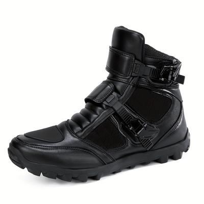 TEMU Men's Trendy Solid High Top Riding Boots, Comfy Non Slip Casual Shoes For Men's Outdoor Activities Image