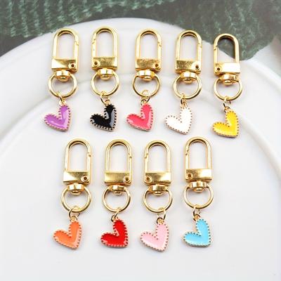 TEMU 9pcs/set Simple Heart Shaped Keychain - Trendy Golden Alloy Bag Charm For Backpack, Hanging Pendant, Valentine's Day Gift For Women, Daily Use Accessory Image