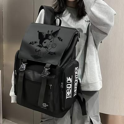 "TEMU For Kuromi Backpack - Large Capacity, Lightweight & Durable, Stylish Black And With "newworld" Print, Students And Daily Use, Backpack For School" Image