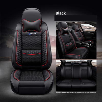 TEMU 1 Set 2024 Luxury Universal Seat Covers, Breathable Fabric, Full Coverage Pu Leather Cushions, Non-washable, Compatible, Premium Vehicle Seat Protection Image