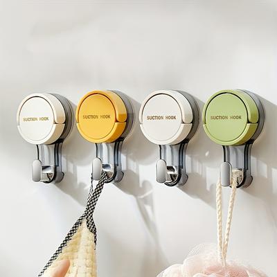 TEMU 4pcs Powerful Vacuum Drilling-free And Self-adhesive Towel Racks With Suction Cup Hooks, Utility Hooks Image
