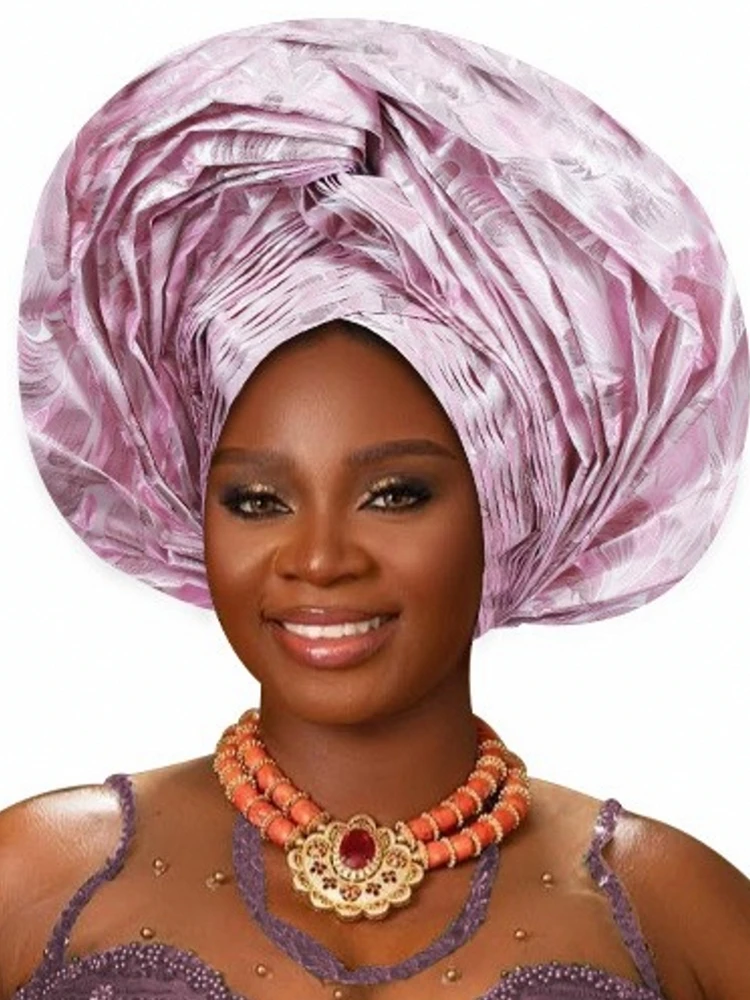 Bronzing Afrikanische Headtie Braid Turban Caps für Frauen Nigeria Hochzeit Geles Party Kopfbedeckung Kopfschmuck Auto Gele Weibliche Kopf Wraps Image