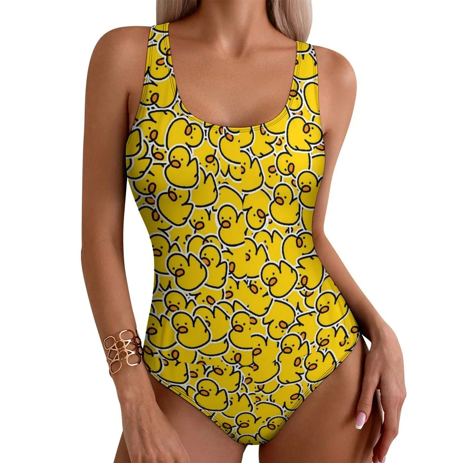 Bündel Badeanzug mit Gummienten, Tier-Push-Up-Bademode, einteiliger Urlaubs-Badeanzug, Body, sexy Design, Strandkleidung, Übergröße Image