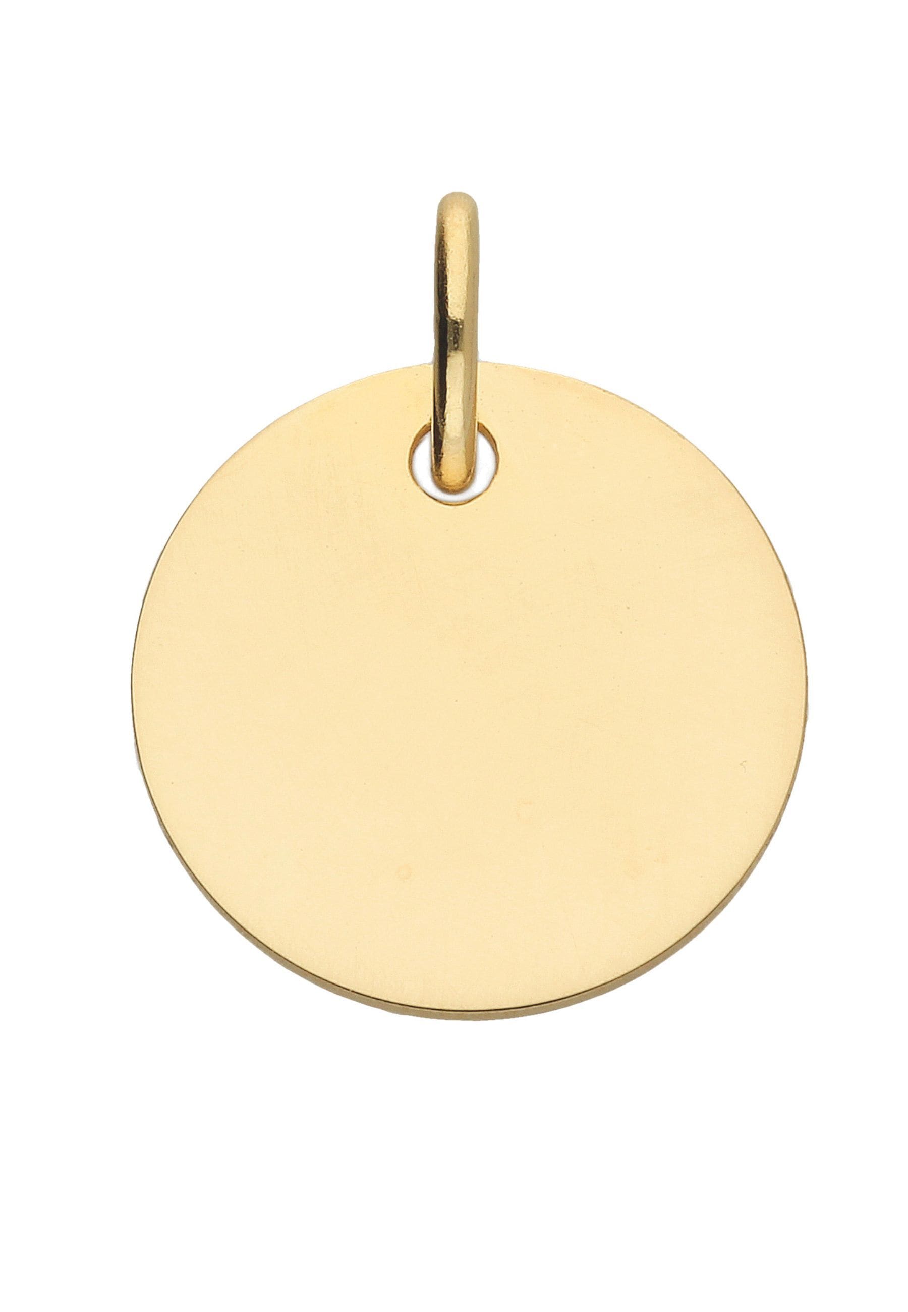 Anhänger mit Gravur ADELIA´S "Damen 333 Gold Gravurplatte Anhänger Ø 12 mm", gold, Schmuckanhänger, Damen, Gold, für Damen Image