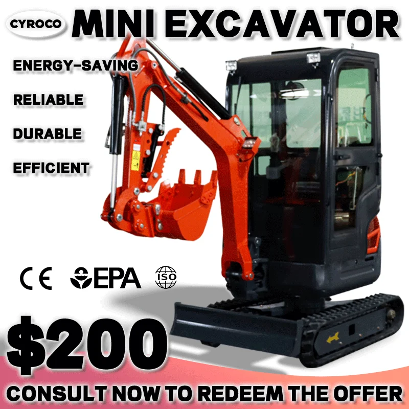 Maßgeschneiderter EURO-5-EPA-Motorbagger, 1,2 Tonnen, 1,8 Tonnen, Kubota-Motor, Minibagger, multifunktionale Kabine, schnelle Lieferung Image