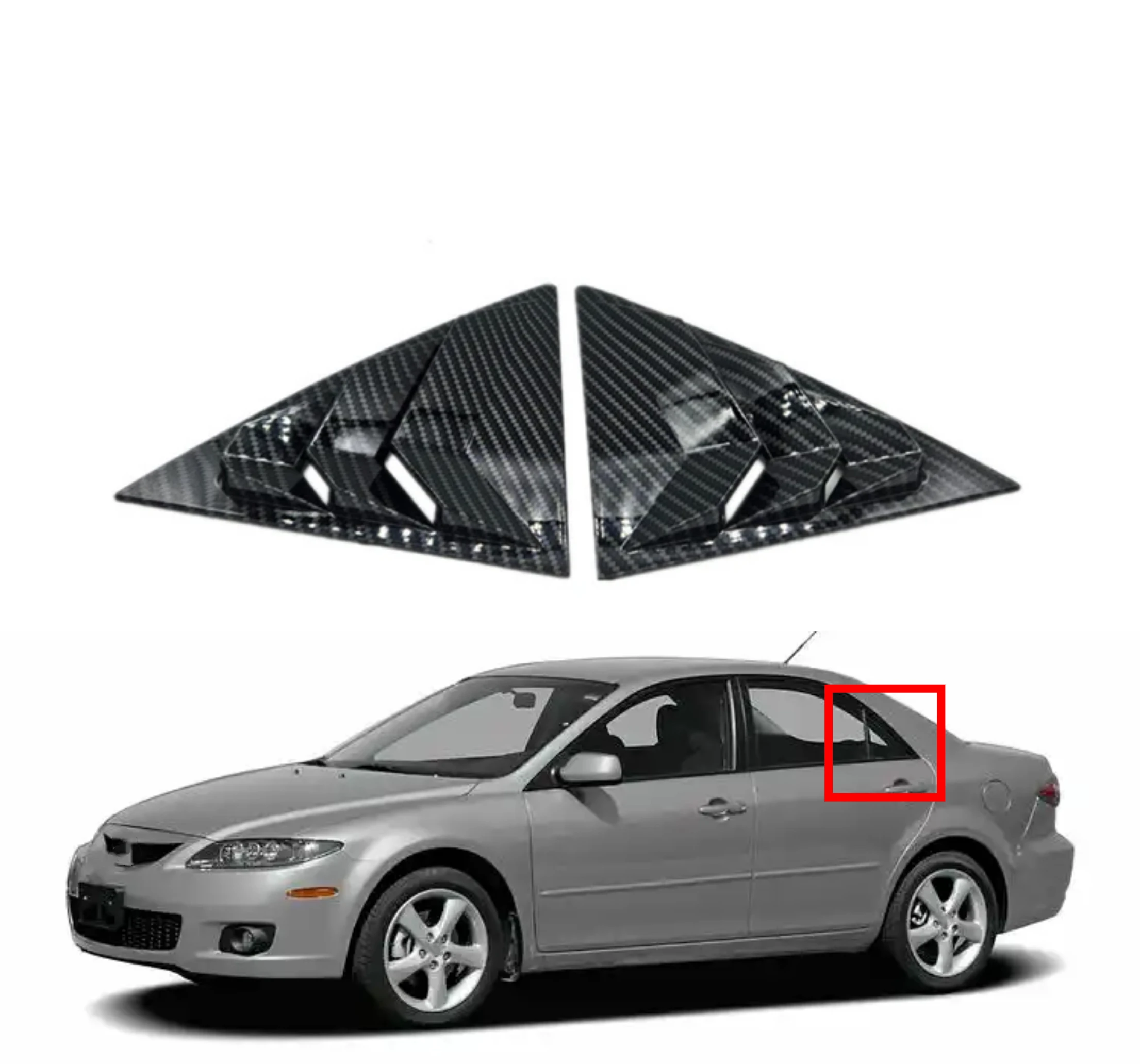 Für Mazda 6 Limousine 2002 2003 2004 2005 2006 2007 2008-2016 Auto Hinten Fenster Seite Vent Shutter Lamellen Abdeckung trim Zubehör Carbon Image