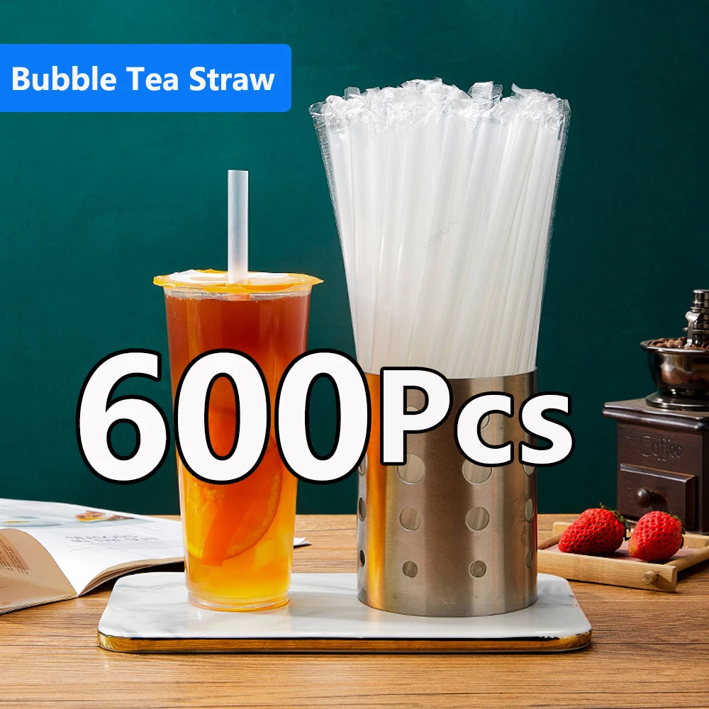 50/400/600pcs große weiße Trinkhalme Bubble Tea Stroh Milch shake Strohhalme Milch tee Strohhalme Party Hochzeit Bar Wohn accessoires Image