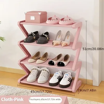 4-layer Z-shaped shoe rack, simple household shoe storage rack, dormitory assembly shoe rack