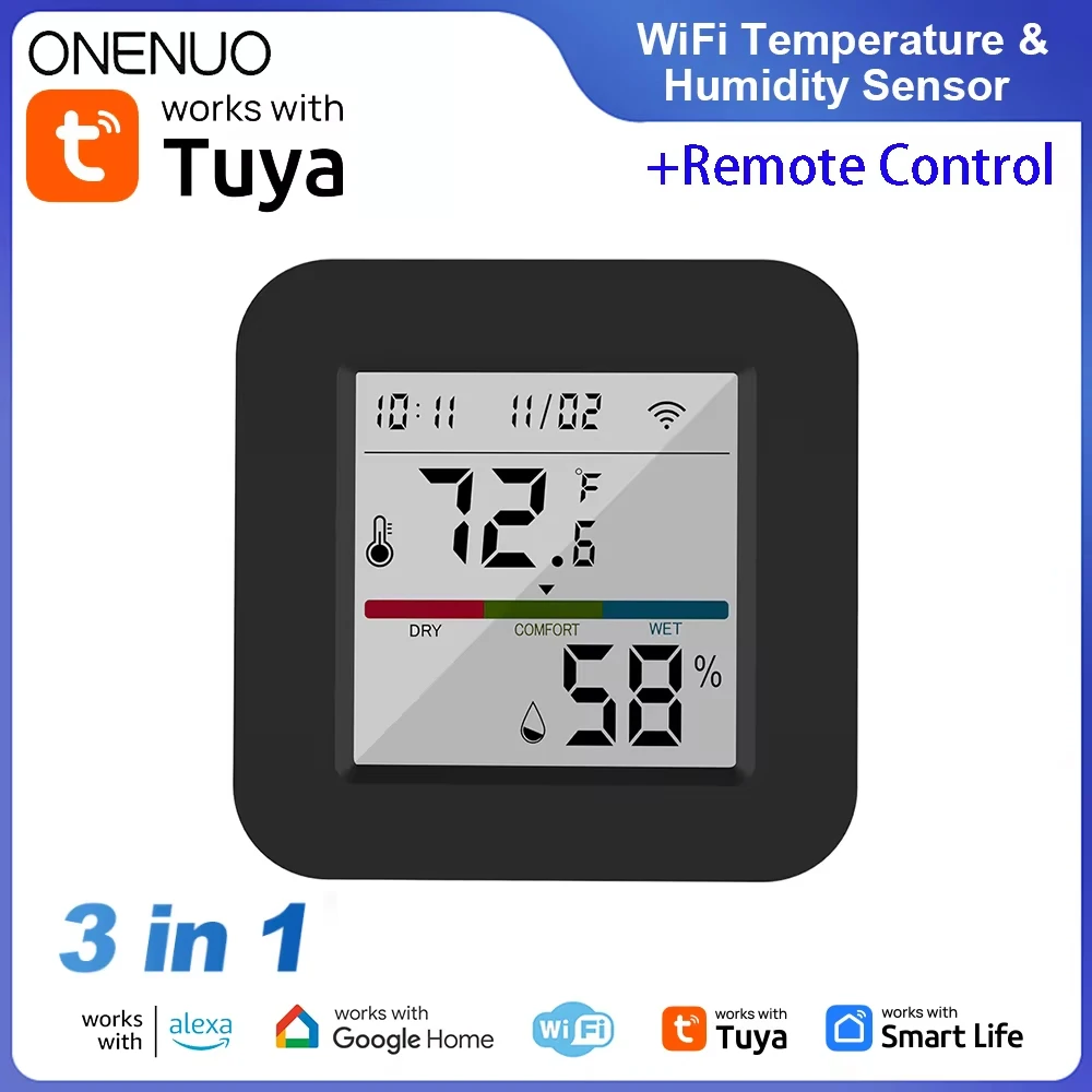 Tuya WiFi Temperatur- und Feuchtigkeitssensor IR Universal-Fernbedienung Smart Life App-Steuerung funktioniert mit Alexa Google Home Image