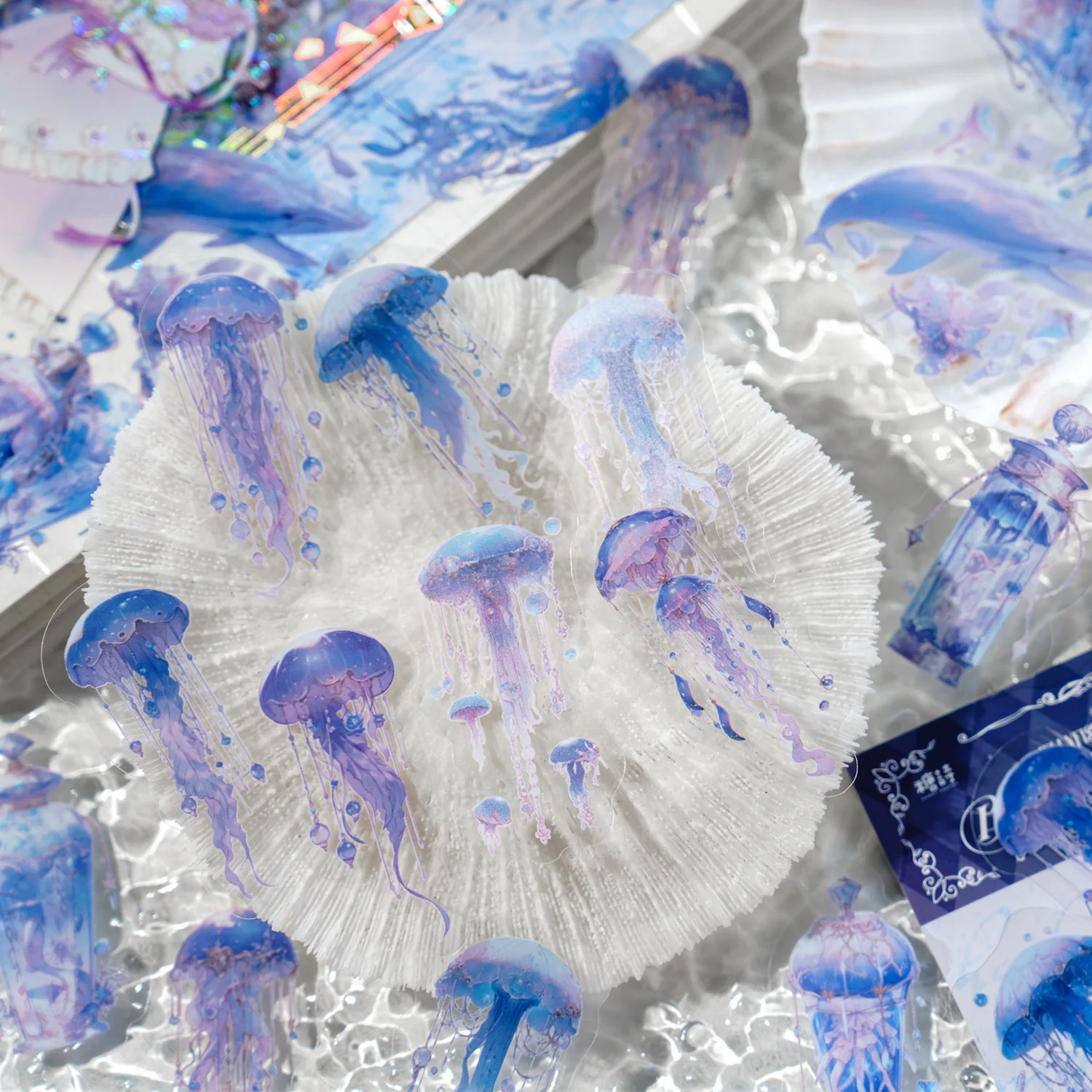 40 Stück Quallenführer-Aufkleber, selbstklebend, Diy-Tagebuch, Album, Scrapbooking-Zubehör, Junk-Journal-Zubehör Image