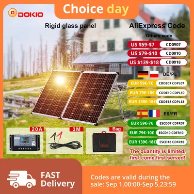 Dokio 160W Panel Solar plegable China 10A/20A 12V Controller Panel Solar Plegable Ragula/Cargador de Sistema Panel Solar