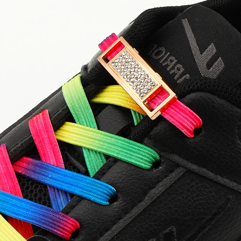 Glitzernde elastische Schnürsenkel Sneakers Tennis No Tie Schnürsenkel Diamond Lock Schnürsenkel ohne Krawatten Flache Schnürsenkel Schuhe Zubehör Image