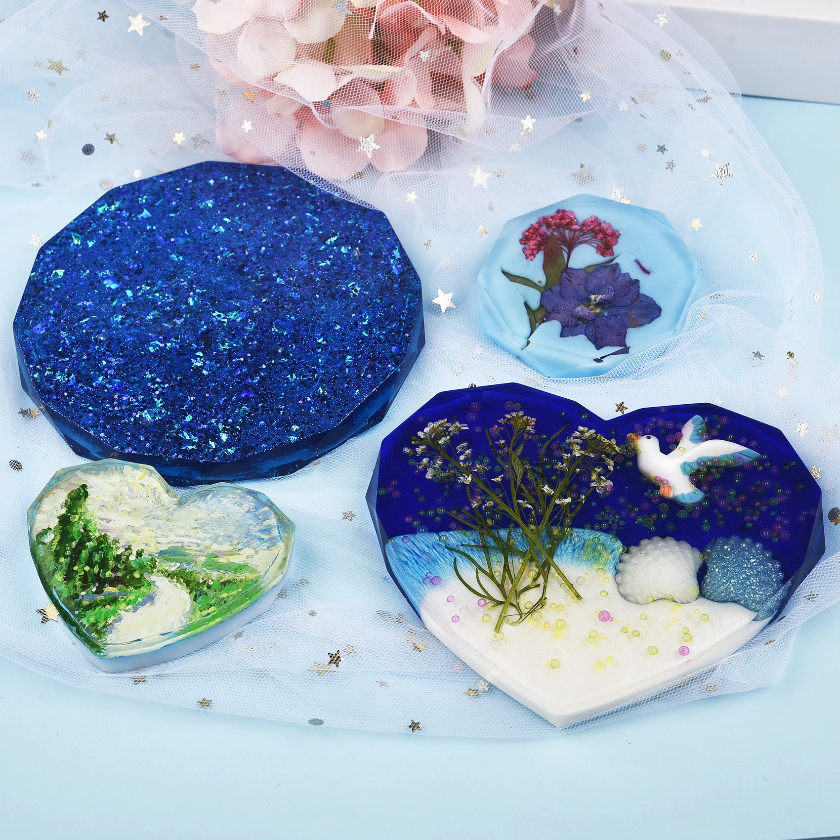 Runde quadratische rechteckige Form Untersetzer Basis Silikonform Harz Formen Epoxid UV DIY Harz Handwerk Home Dekoration handgemachte Werkzeuge Image