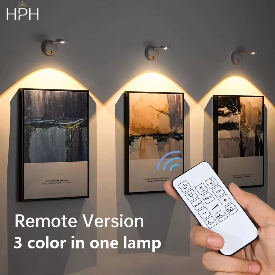 HPH USB Wiederaufladbare Intelligente Kabellose Wandleuchte mit Bewegungssensor, Dimmbarer LED-Strahler zur Beleuchtung von Gemälden und Bildern