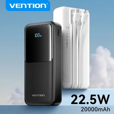 Vention 20000 mAh Power Bank 22,5 W Dual Schnelle Ladekabel Tragbare Batterie Ladegerät Für iPhone 15 14 13 Pro max Xiaomi Samsug