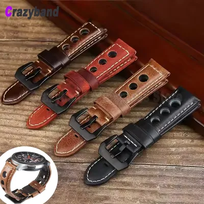 Echtes Leder 20mm 22mm 24mm Uhrenarmbänder Für Rolex Rindsleder Atmungsaktive Löcher Armband Vintage Image