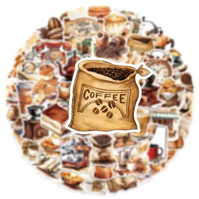 10/30/50 stücke Cartoon Vintage Kaffee Serie Aufkleber Wasserdicht DIY Scrapbooking Gepäck Telefon Laptop Graffiti Aufkleber Dekoration Image