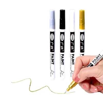 1pc Oil Based White Black Permanent Paint Markers Pens 0.7mm Extra Fine Waterproof, for Rock Painting, Wood, Metal, Canvas