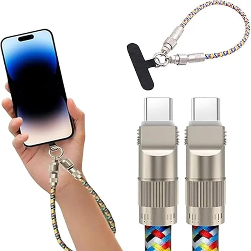 Mobile Phone Lanyard & Charging Cable 2 in 1 Tyce-C To C Neck Wrist for Mobile Phone Accessories Pd60W Data Transfer Cord