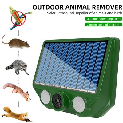 Solar Ultrasonic Animal Driver with Red White Flash Light USB Charging Animal Repellent Device for