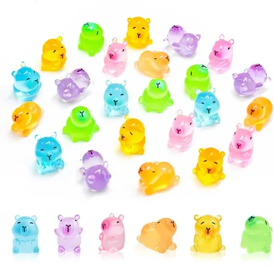 24Pcs Luminous Mini Capybara Figurines Colorful Tiny Capybara for Dollhouse Miniatures Car Dashboard Fairy Garden Capybara