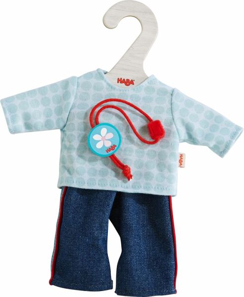 HABA 306518 - Puppen-Kleiderset Jeans, blau, 3-teilig, Puppenkleidung für Puppen von 30 cm - HABA Sales GmbH & Co. KG
