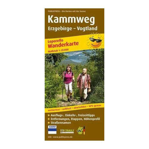 PublicPress Leporello Wanderkarte Kammweg Erzgebirge - Vogtland