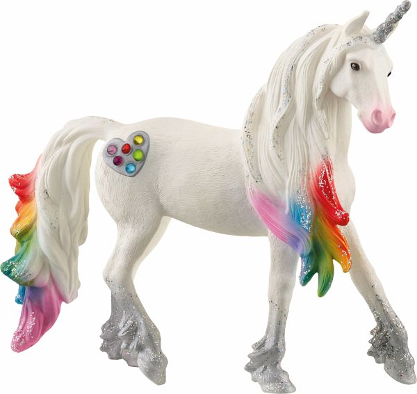 Schleich 70725 - Bayala, Regenbogeneinhorn Hengst, Einhorn, Tierfigur, Höhe: 11,5 cm - Schleich