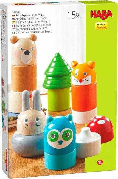HABA 1306960001 - Stapelspielzeug Im Wald, Stapelspiel, Holz, 15-teilig - HABA Sales GmbH & Co. KG