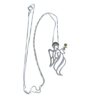 Angel Gabriel,'Gold Accented Sterling Silver Angel Pendant'