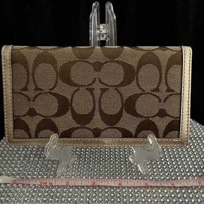 Coach Bags | Coach Euc Signature Monogram Gold Trim Wallet Coupon Checkbook Receipts | Color: Brown/Tan | Size: 6.75”X3.5”