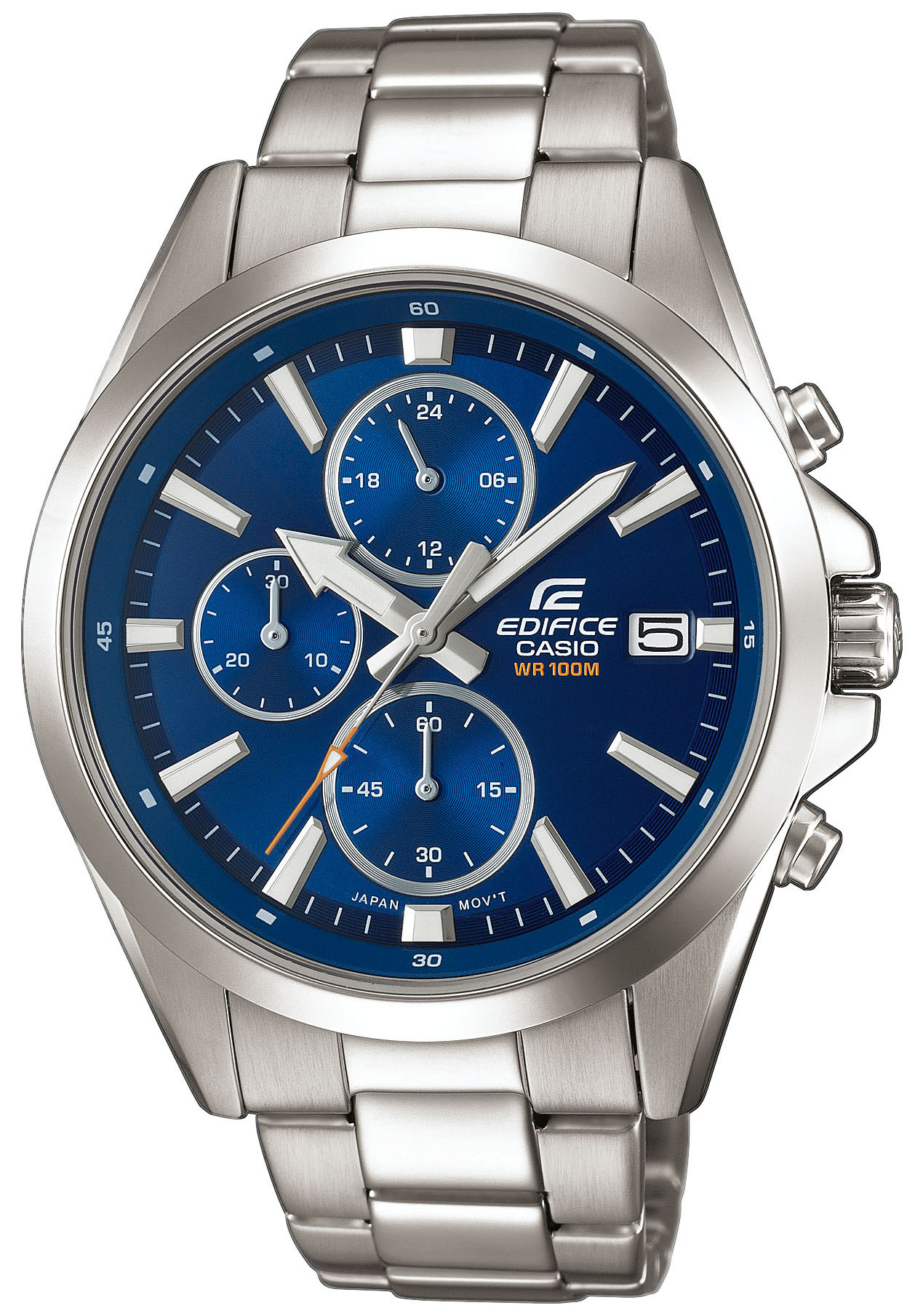 Chronograph CASIO EDIFICE, silber (blau, edelstahlfarben), Armbanduhren, Herren, Quarzuhr,Armbanduhr,Herrenuhr, Edelstahlarmband, bis 10bar wasserdicht Image