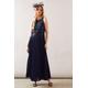 Wallis Womens Lace Overlay Pleated Maxi Dress - Navy - Size 10 UK | Wallis Sale | Discount Designer Brands
