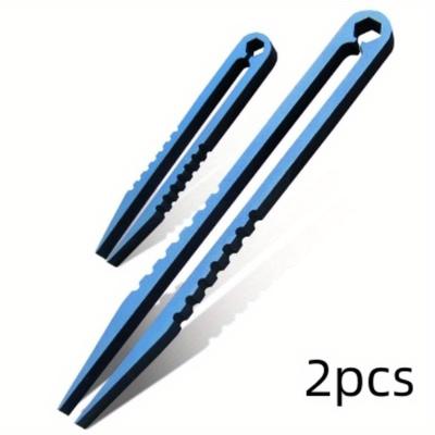 TEMU 2pcs Mini Tweezers Portable Titanium Alloy Edc Survival Camping Tool Image