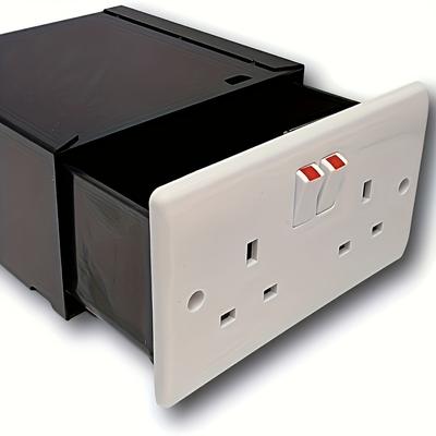 TEMU 1pc King Vintage Uk Socket Outlet Diversion Safe With Key Lock, Durable Steel Construction & Large Hidden Drawer - Ideal For Secure Storage, King Image