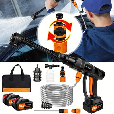 TEMU Cordless Pressure Washer 2x Battery Portable Power Washer Cleaner Large Battery Powered High Pressure 652psi Car Wash Device For Washing Cars, Watering Flowers, Cleaning Floors 2x Batteries Image