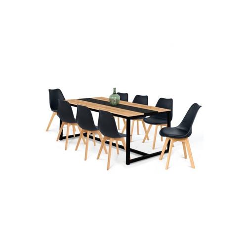 Rechteckiger Esstisch dover 8 Personen Mittelstreifen schwarz Industriedesign 180 cm