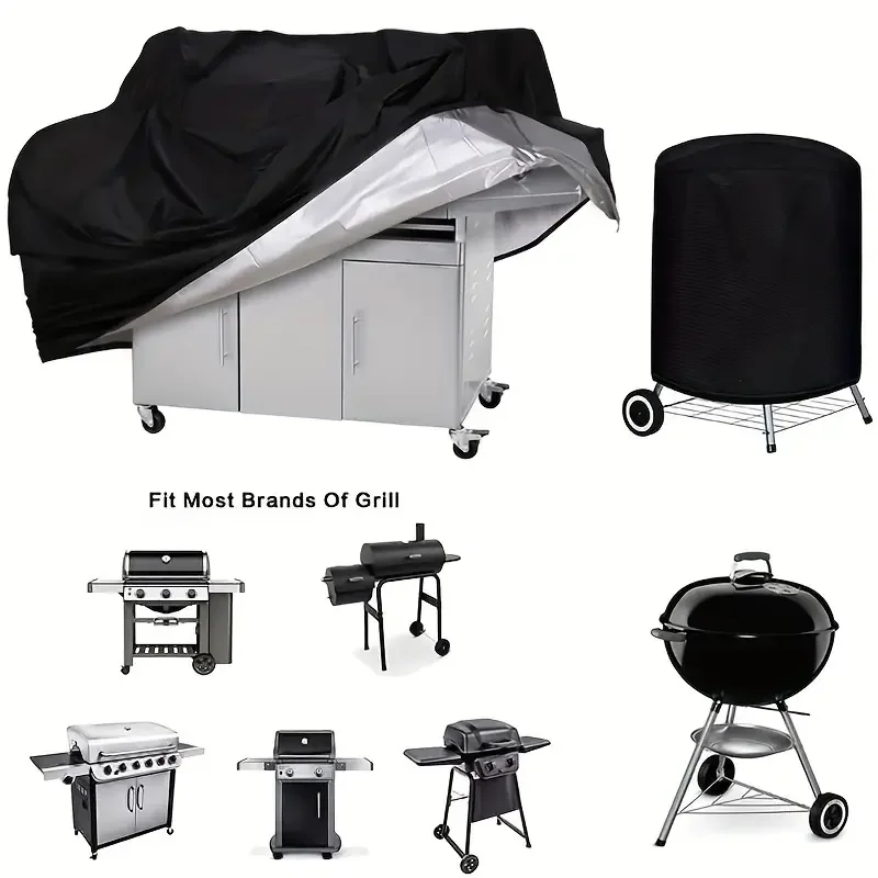 1 große Grillabdeckung – robust, wasserdicht, hitze- und schmutzabweisend – für Gasgrills – Schwarz – perfektes Geschenk für Grillbegeisterte Image