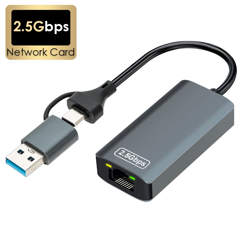 NEU 2500Mbps USB 3.0/Typ C auf RJ45 Ethernet 2.5G Wired Adapter Netzwerk LAN Konverter Hub für Win7/8/10 für MacBook PC Laptops Image