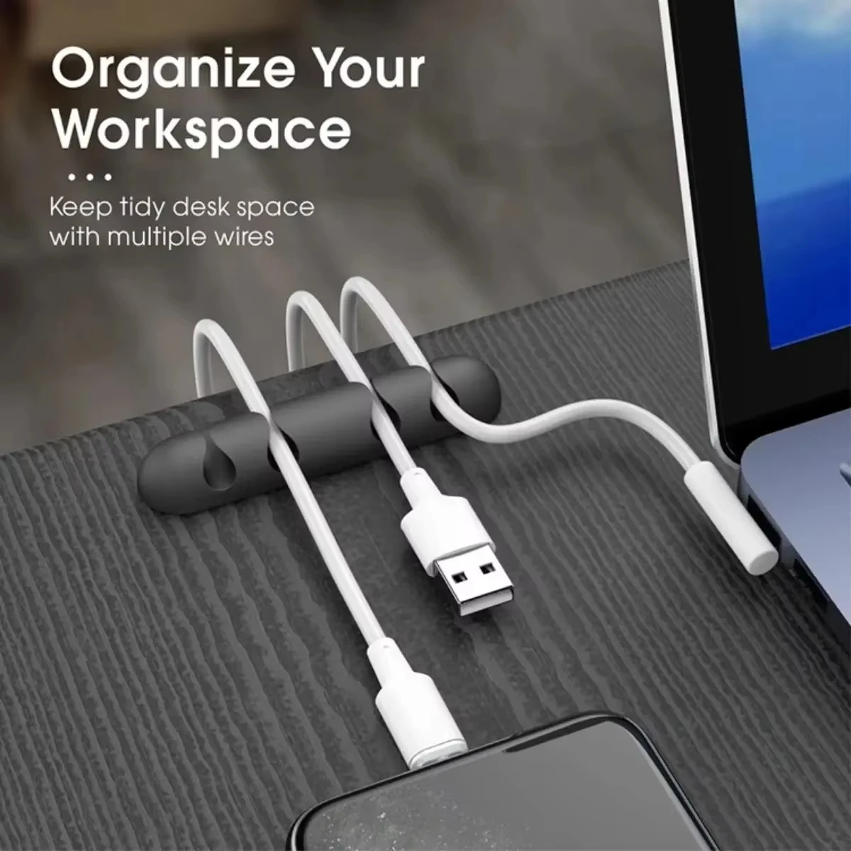 3pcsorganizerCable Cord Wire Organizer Silikon USB Kabel Wickler Management Clips Selbstklebende für Maus Tastatur Headset Für i Image