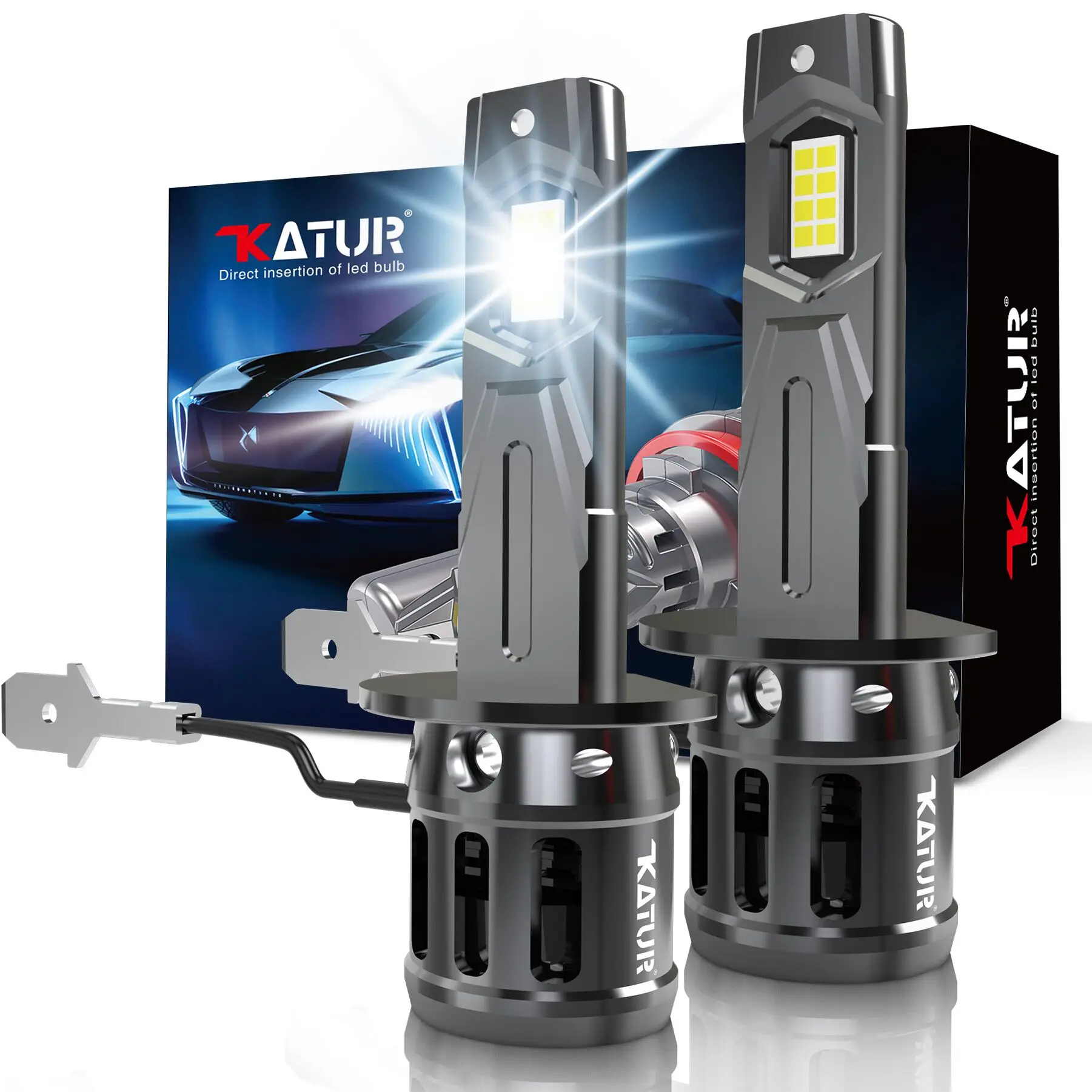 2x High Power H1 LED-Scheinwerfer 1:1 Mini-Scheinwerfer 20000LM 6000K Autolampen Superhelle Plug-and-Play-Auto-Scheinwerferlampen Image