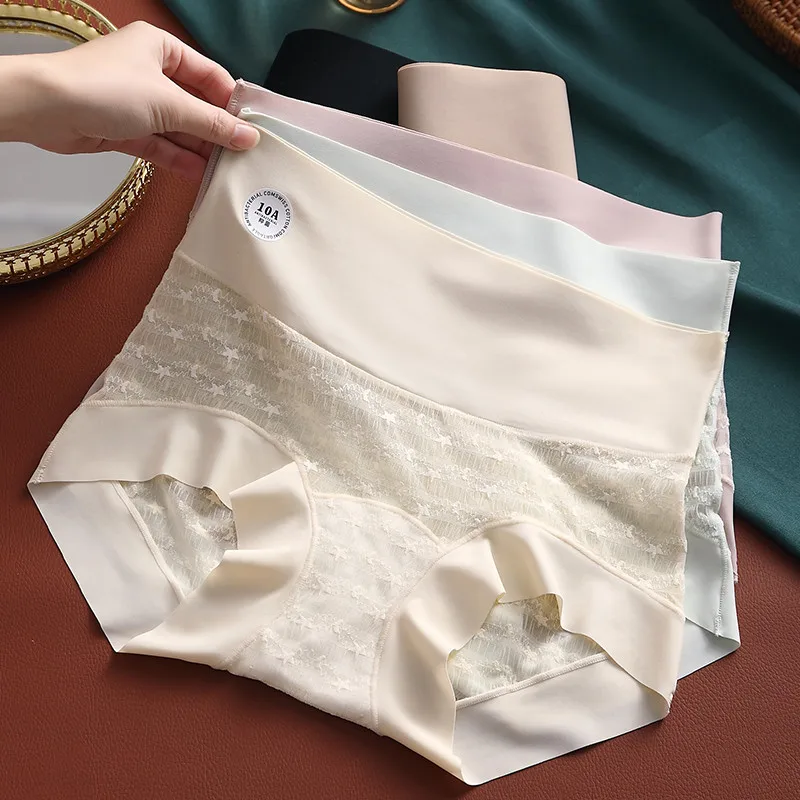 Damenhöschen, atmungsaktiv, sexy Slips, Bauchstraffung, weich, mittlere Taille, bequeme dünne Unterwäsche, Spitzen-Dessous Image