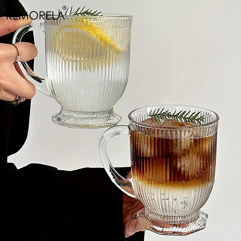 KEMORELA Wasserbecher aus Glas mit großem Fassungsvermögen, 1/2 Stück, für Eiskaffee, Saft, Cocktail, Whisky, Valentinstag, Geschenkidee Image