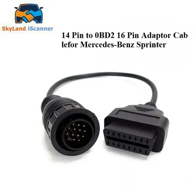 Neueste Mercedes FÜR BENZ Sprinter 14pin Auf 16Pin Auto Diagnose Kabel 14 Pin Zu OBDII OBD2 OBD II ODB 2 16 Pin Adapter
